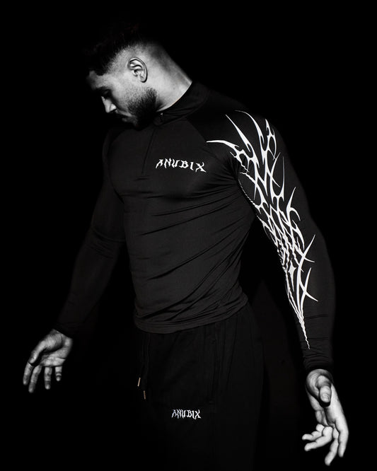NIGHTMARE Half Zip Up Long Sleeve Compression