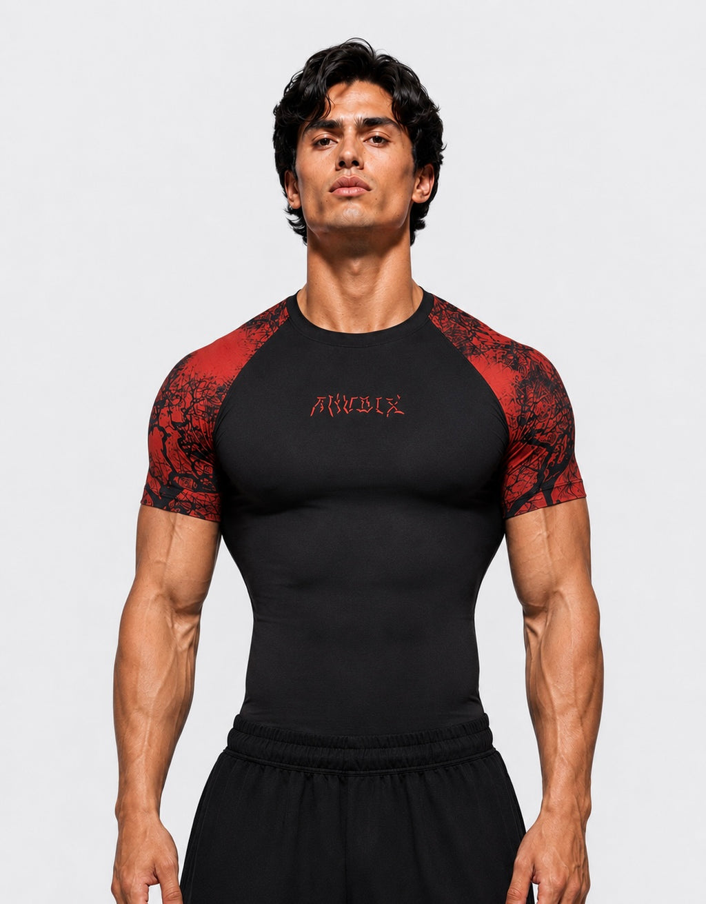 RED VEINS SHORT SLEEVE COMPRESSION SHIRT