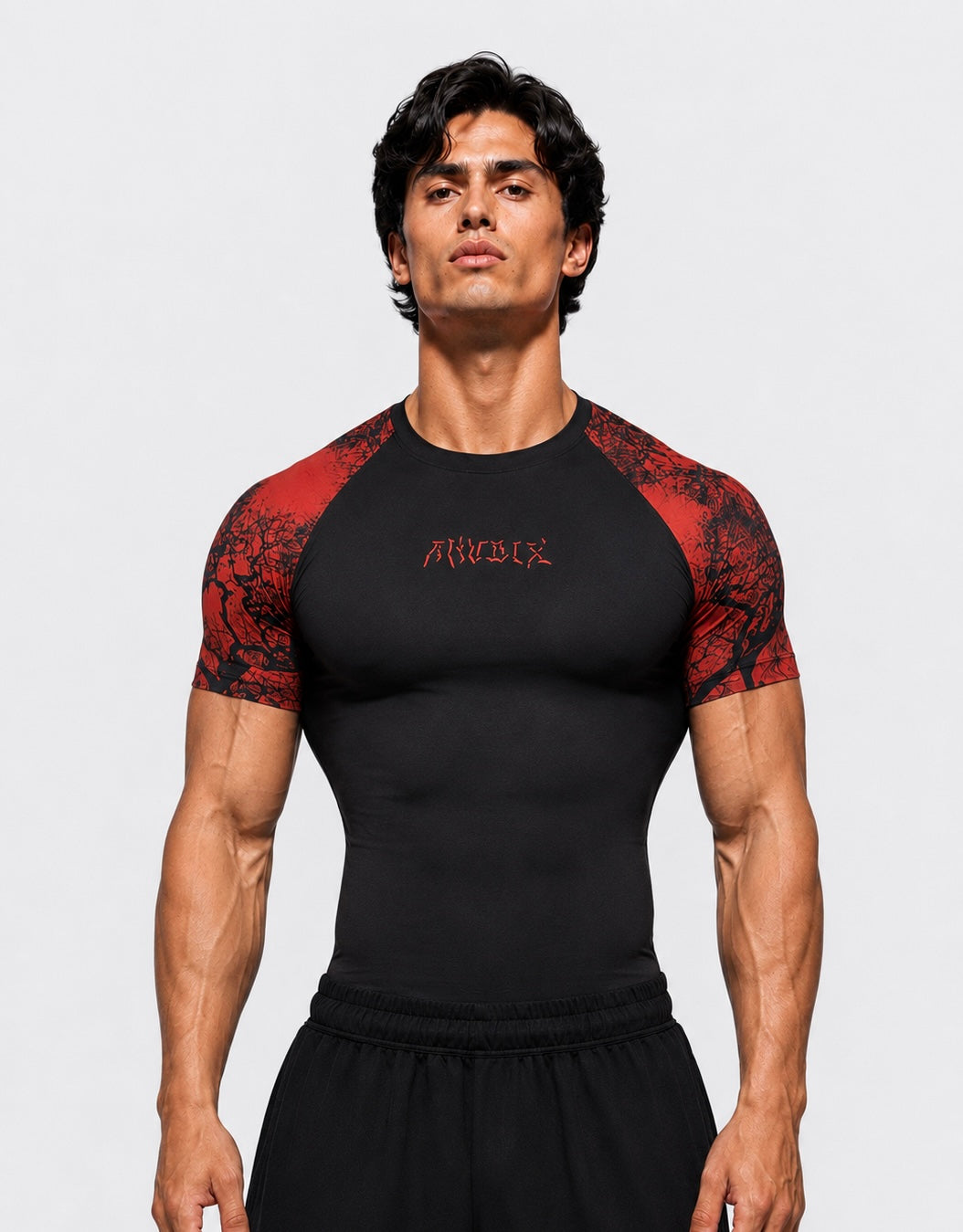 RED VEINS SHORT SLEEVE COMPRESSION SHIRT