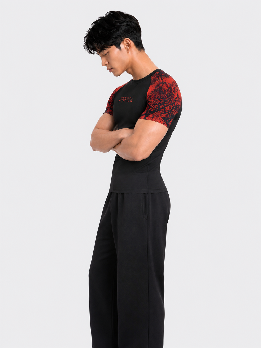 RED VEINS SHORT SLEEVE COMPRESSION SHIRT