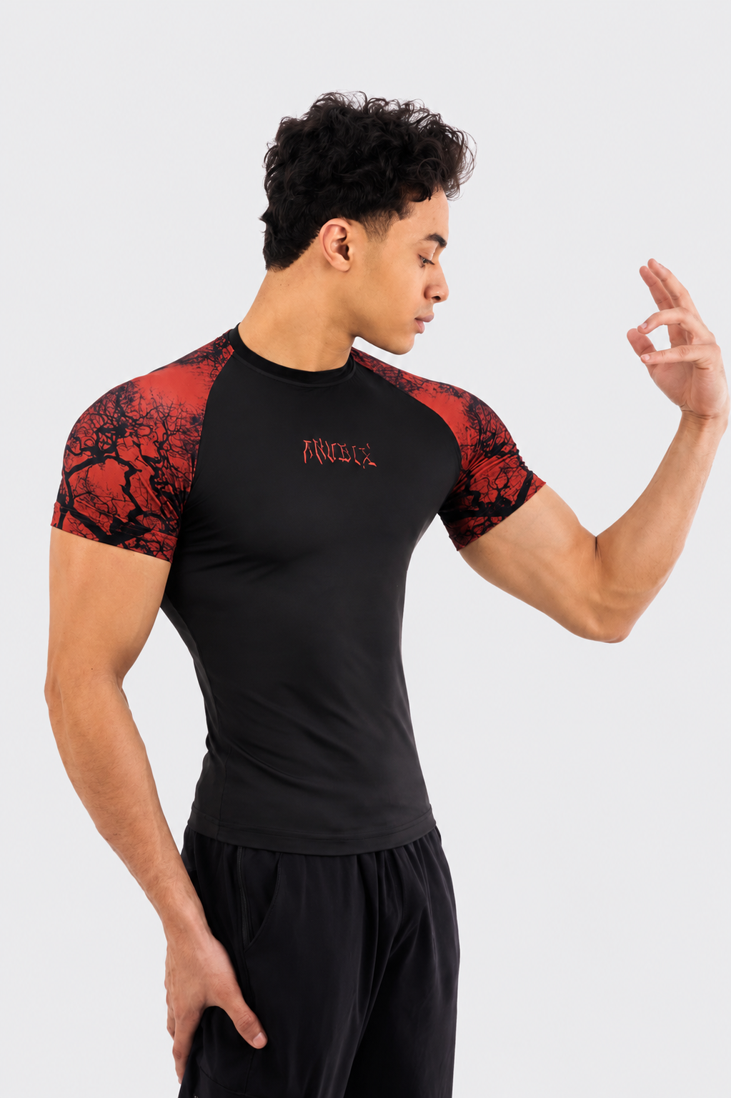 RED VEINS SHORT SLEEVE COMPRESSION SHIRT