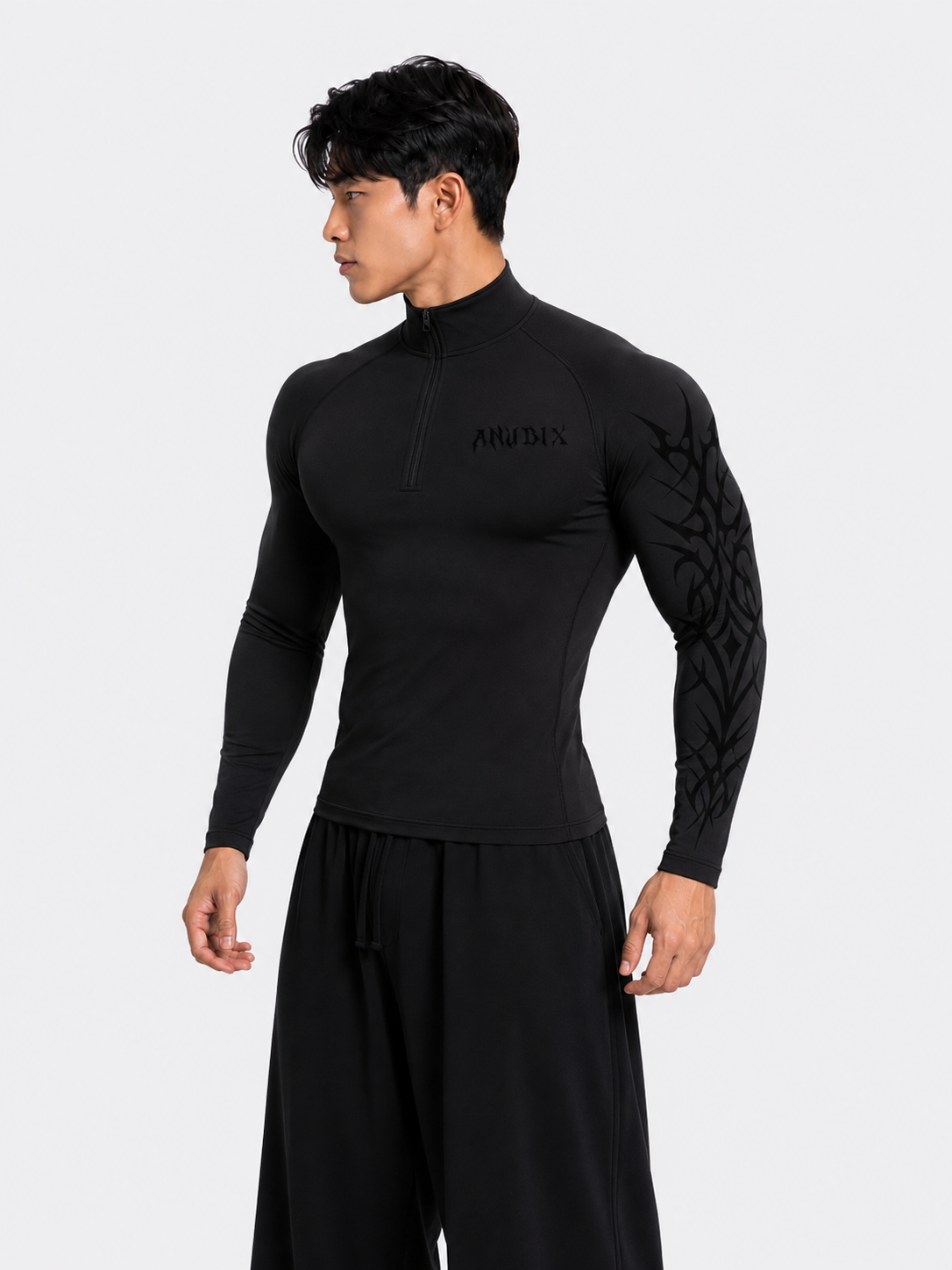 NIGHTMARE Half Zip Up Long Sleeve Compression