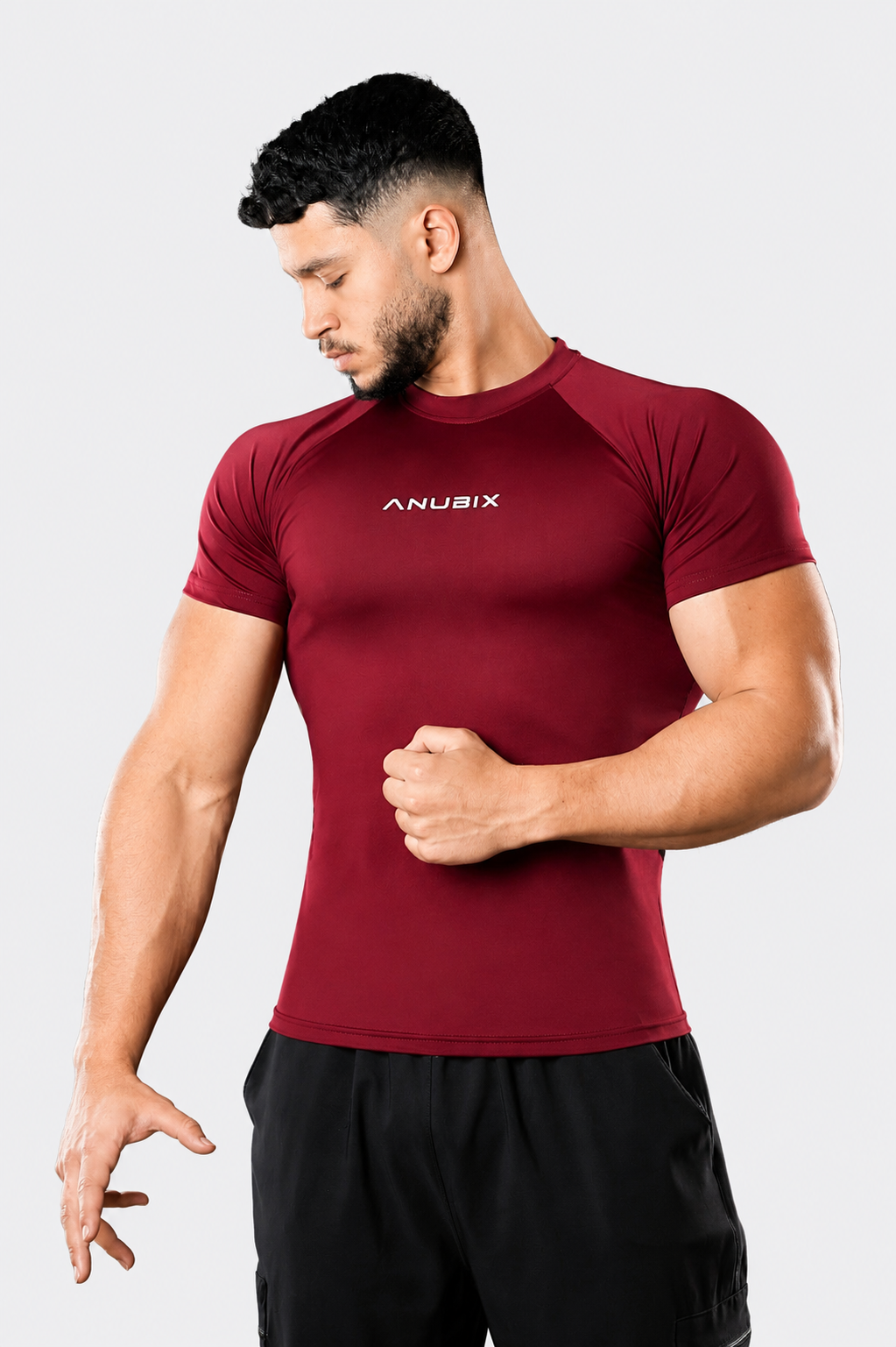DARK RED BASIC SHORT SLEEVE COMPRESSION