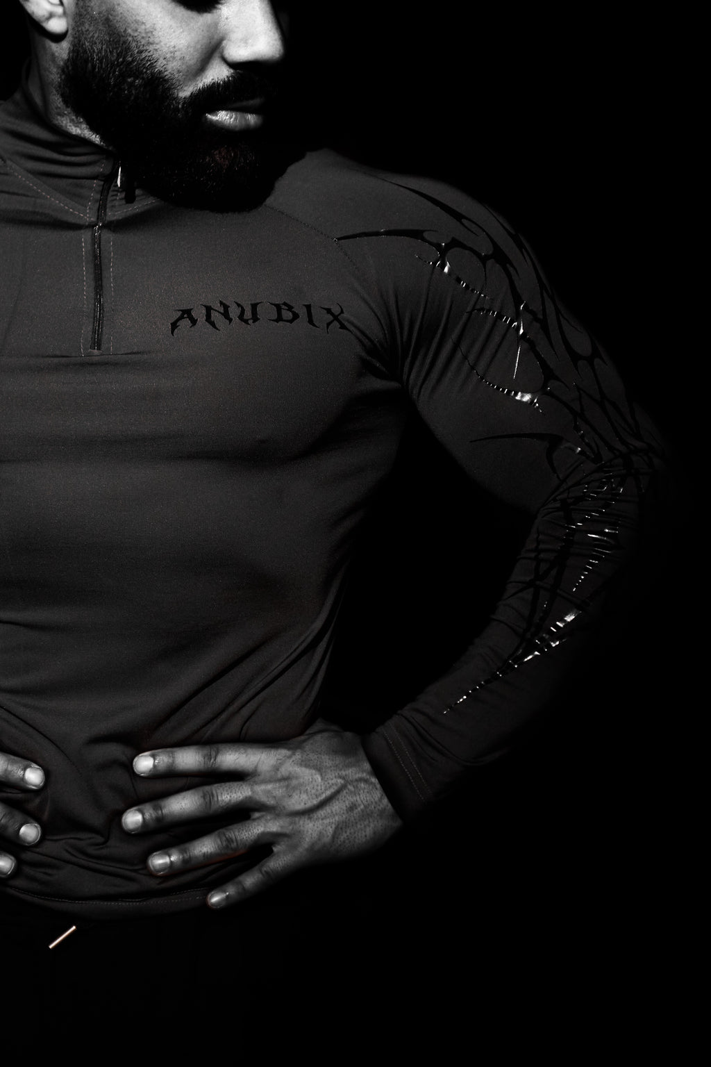 NIGHTMARE Half Zip Up Long Sleeve Compression