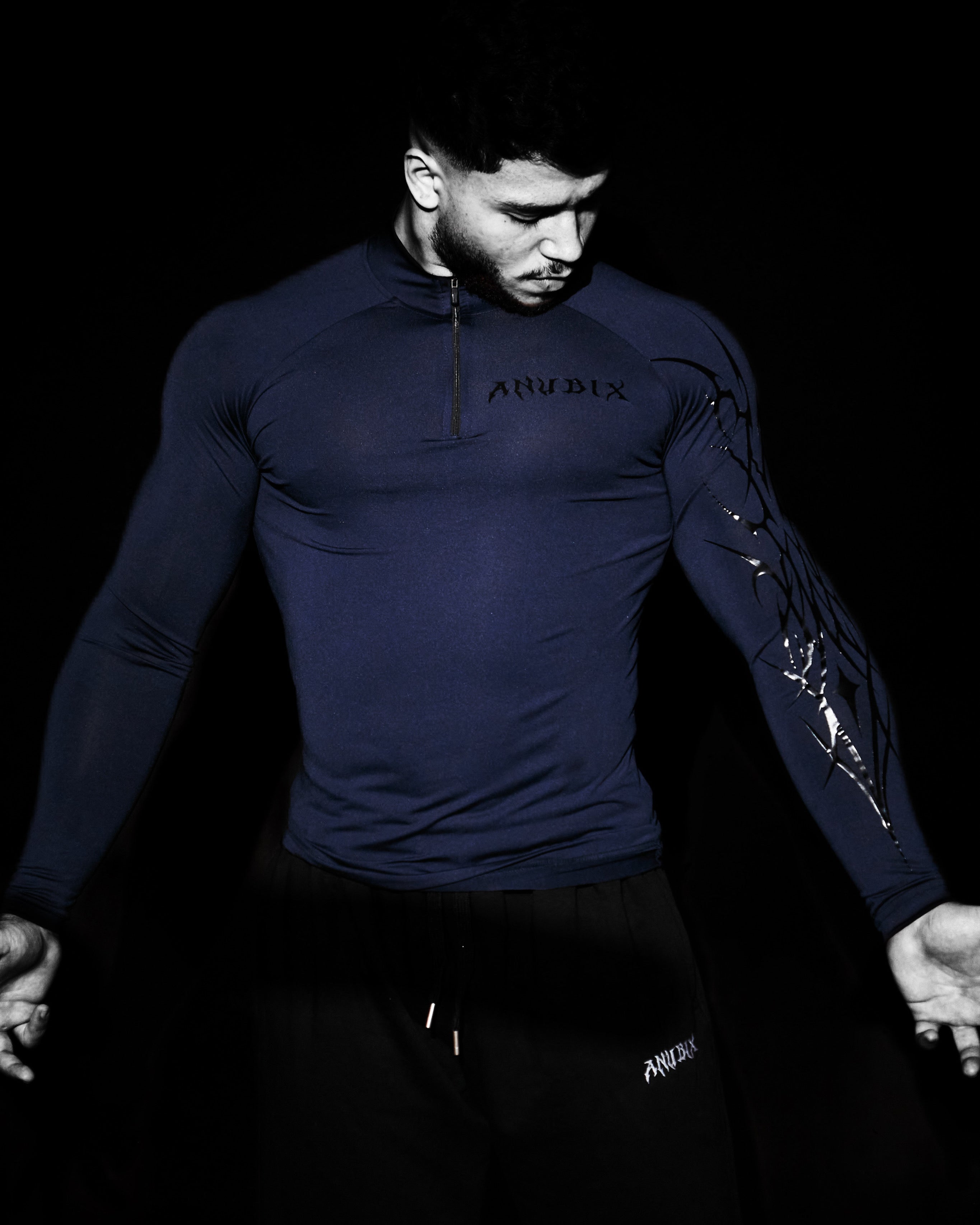 NIGHTMARE Half Zip Up Long Sleeve Compression