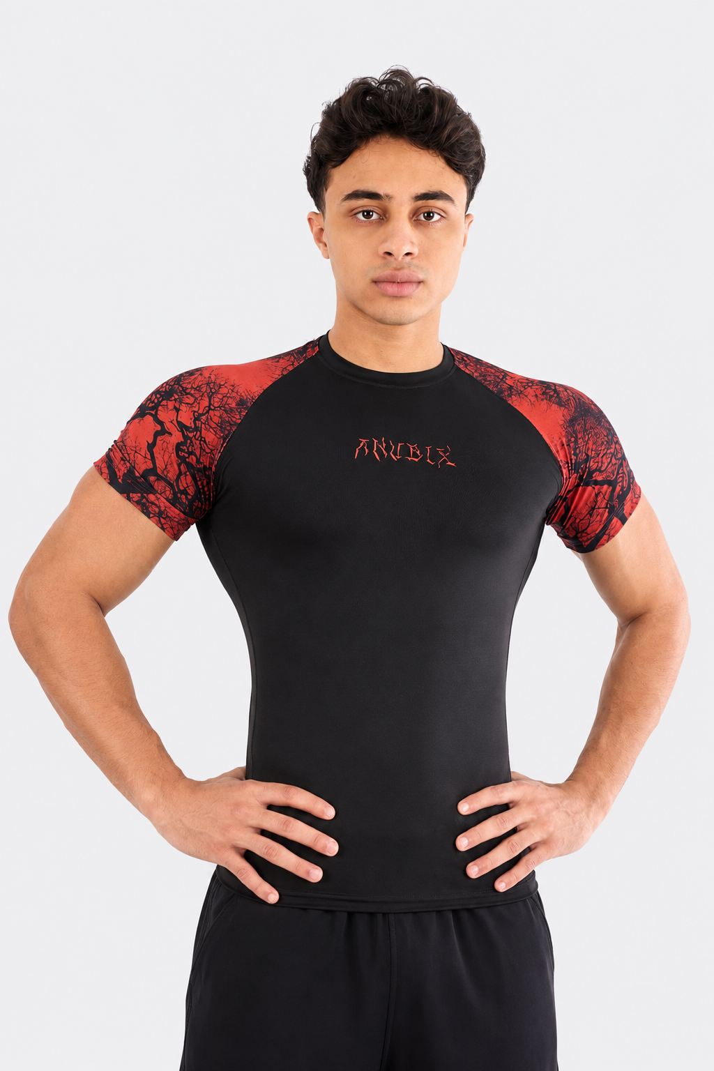 RED VEINS SHORT SLEEVE COMPRESSION SHIRT