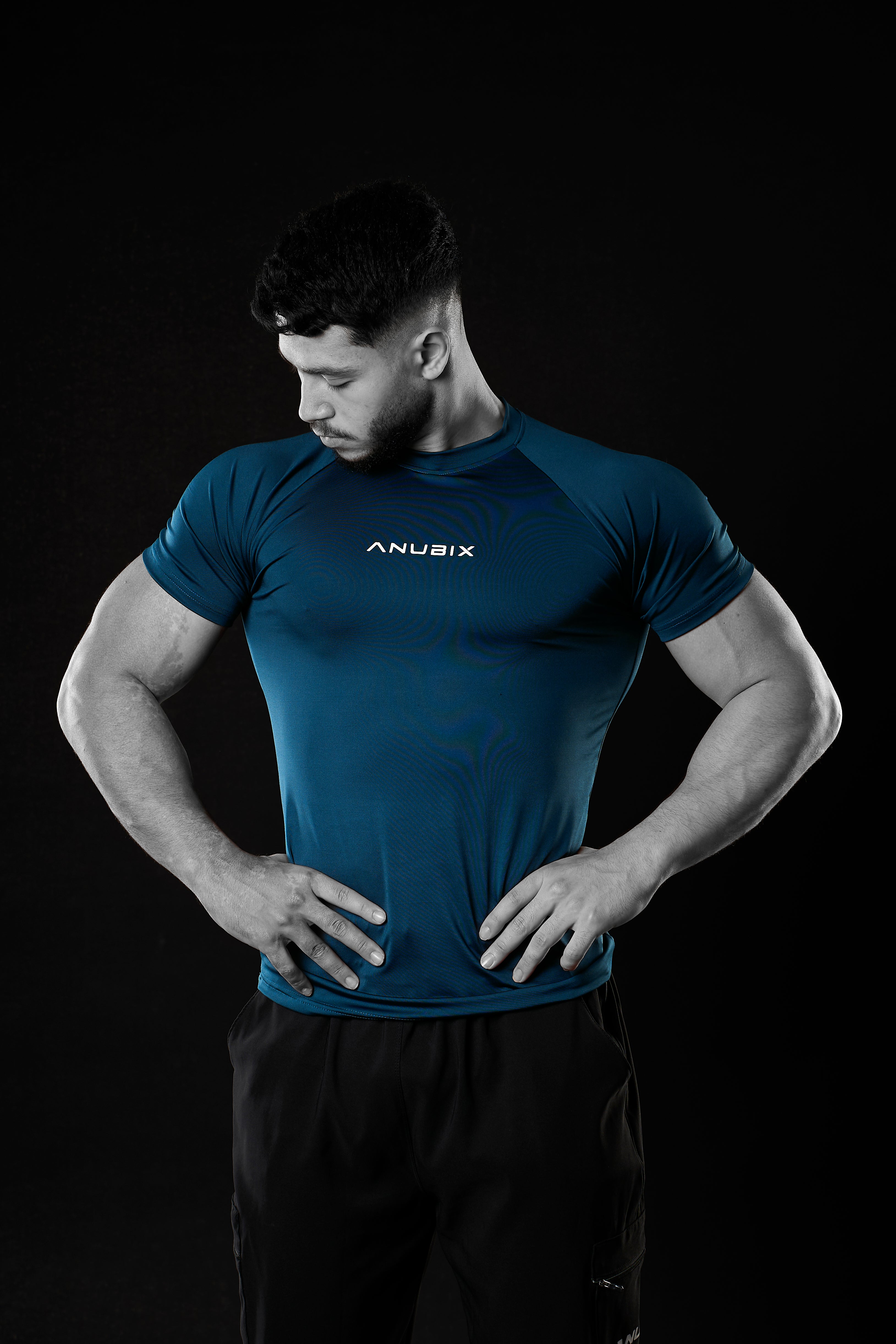 PETROL BLUE SHORT SLEEVE BASIC COMPRESSION