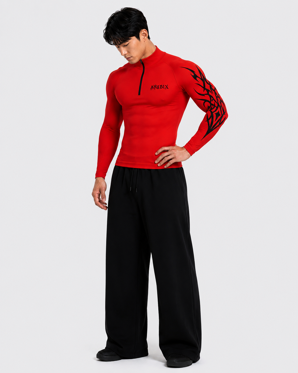 NIGHTMARE Half Zip Up Long Sleeve Compression