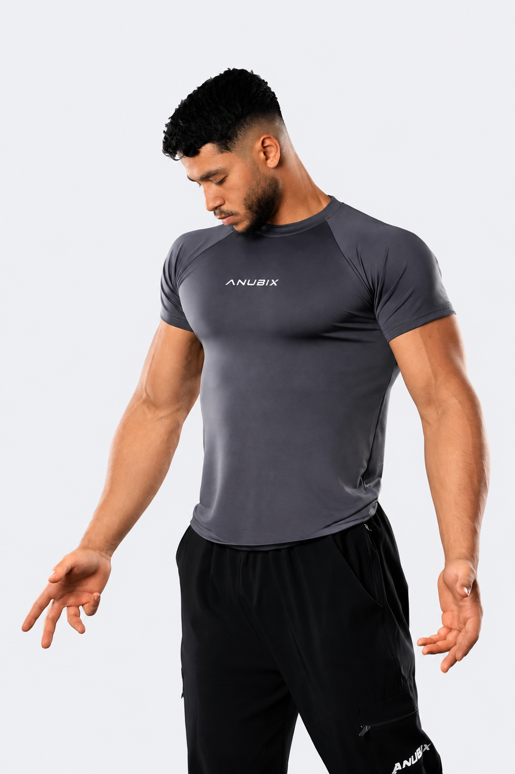 DARK GRAY BASIC SHORT SLEEVE COMPRESSION