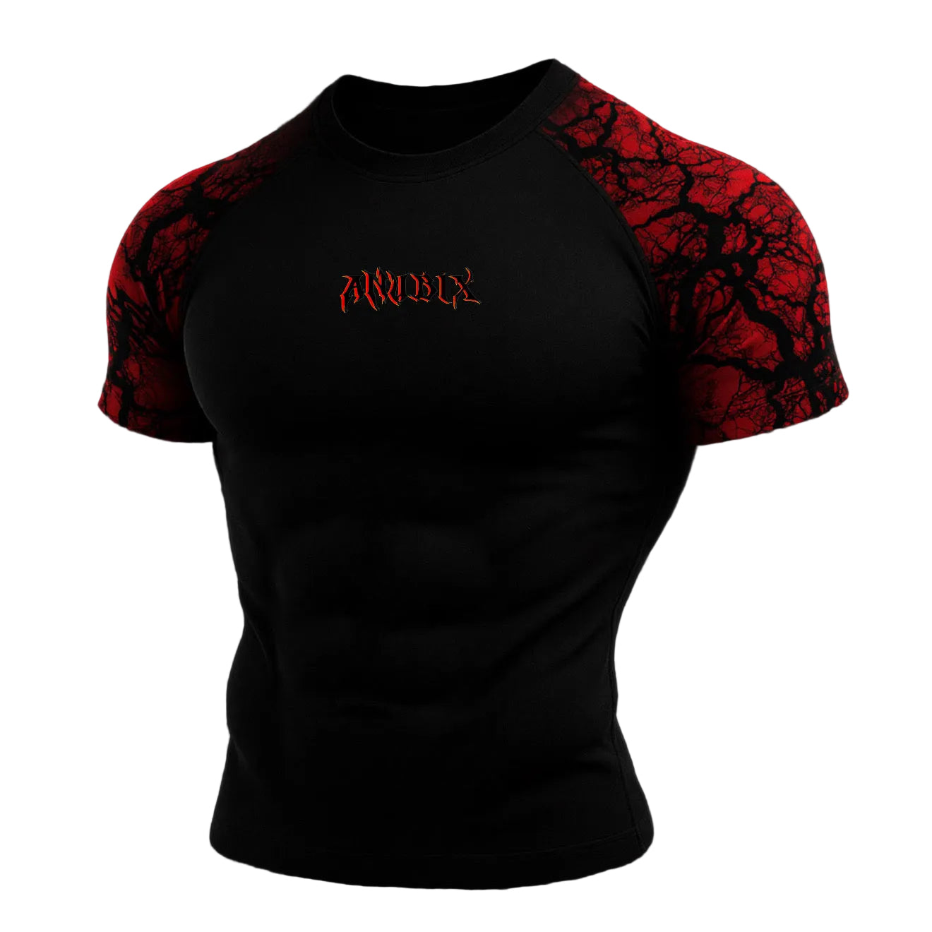 RED VEINS SHORT SLEEVE COMPRESSION SHIRT