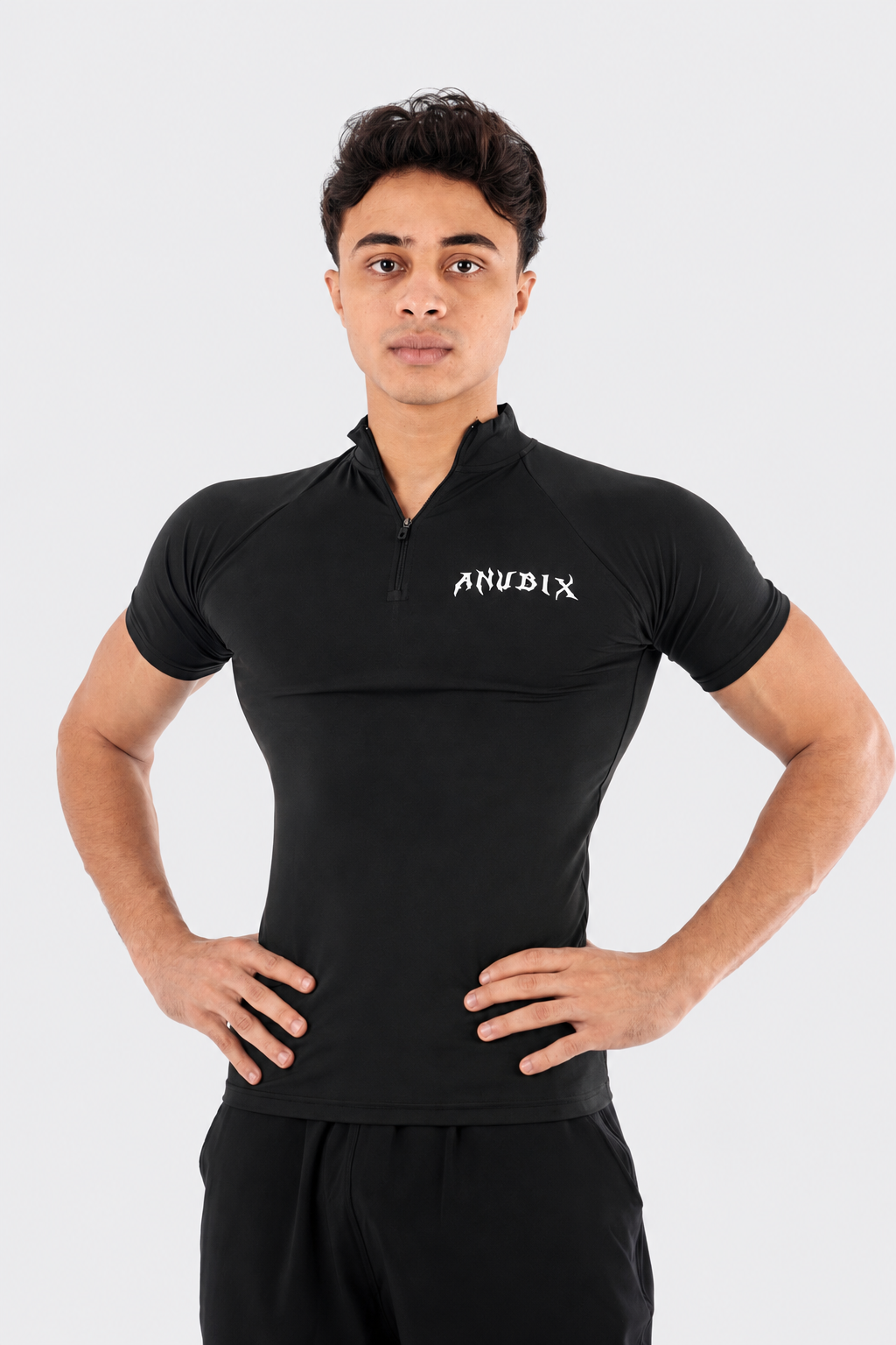 BASIC HALF ZIP UP SHORT SLEEVE COMPRESSION