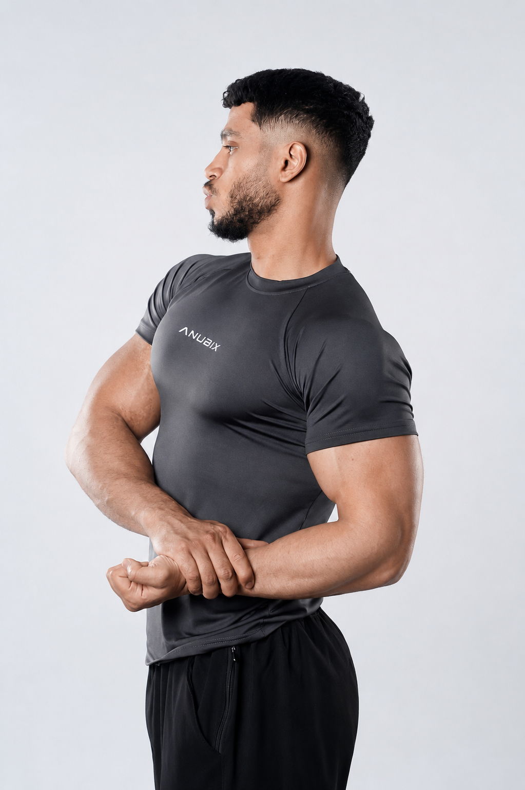 DARK GRAY BASIC SHORT SLEEVE COMPRESSION