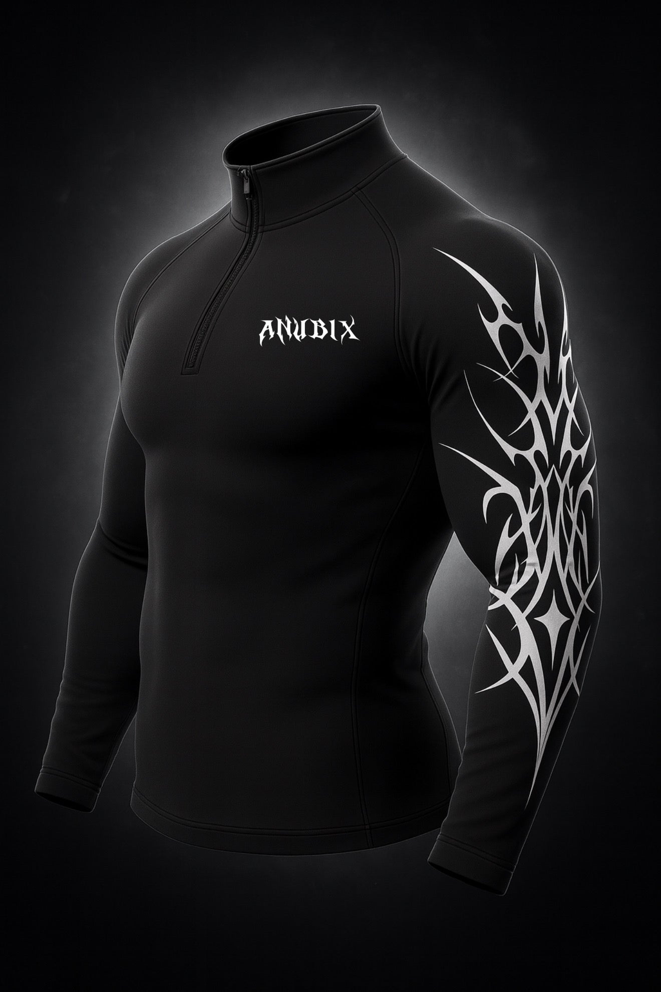 NIGHTMARE Half Zip Up Long Sleeve Compression
