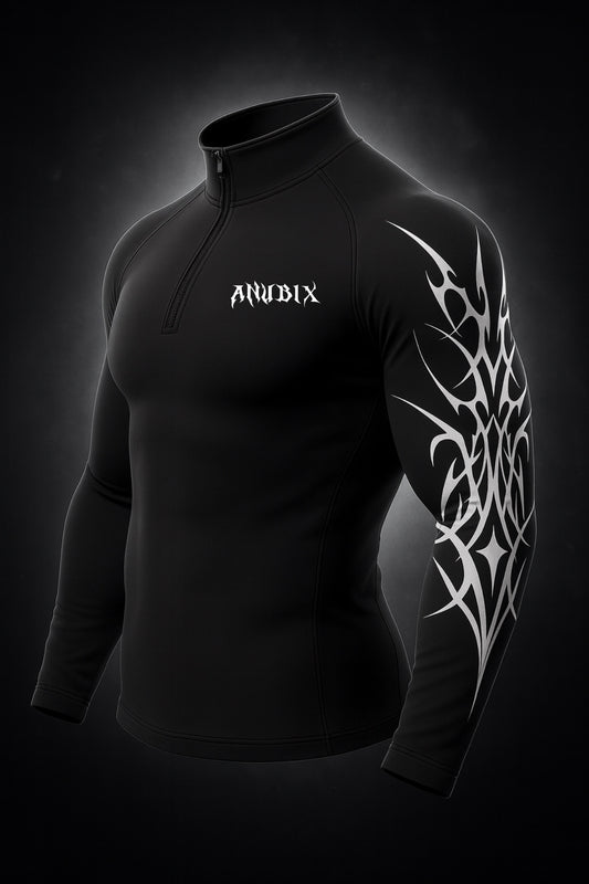 NIGHTMARE Half Zip Up Long Sleeve Compression