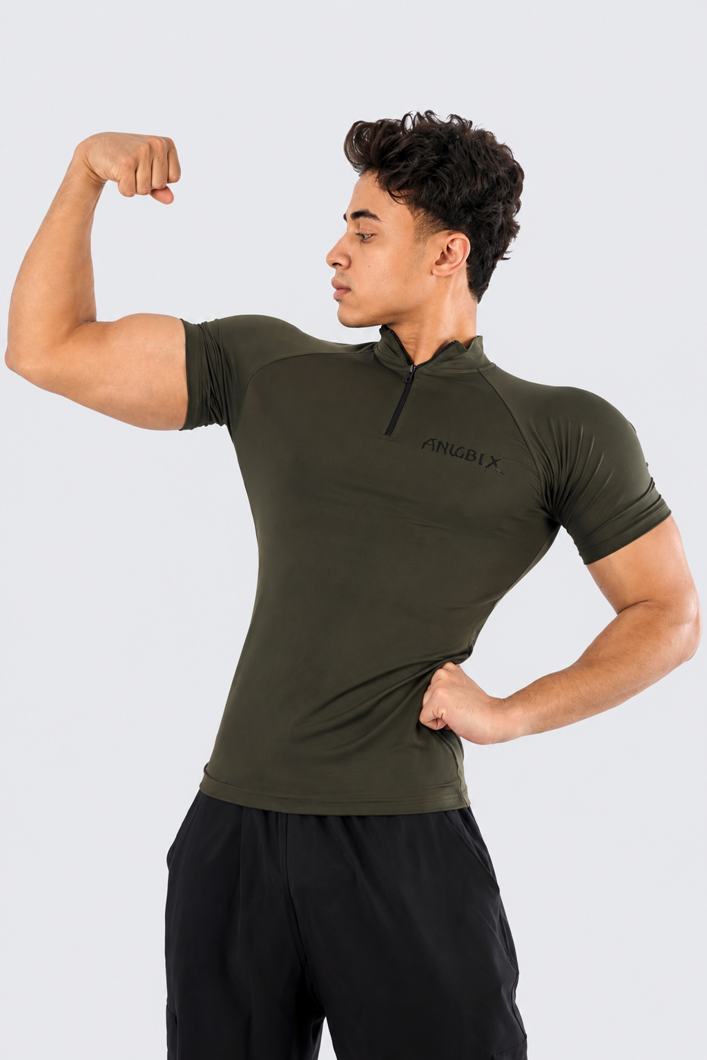 BASIC HALF ZIP UP SHORT SLEEVE COMPRESSION