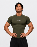 OLIVE GREEN BASIC SHORT SLEEVE COMPRESSION