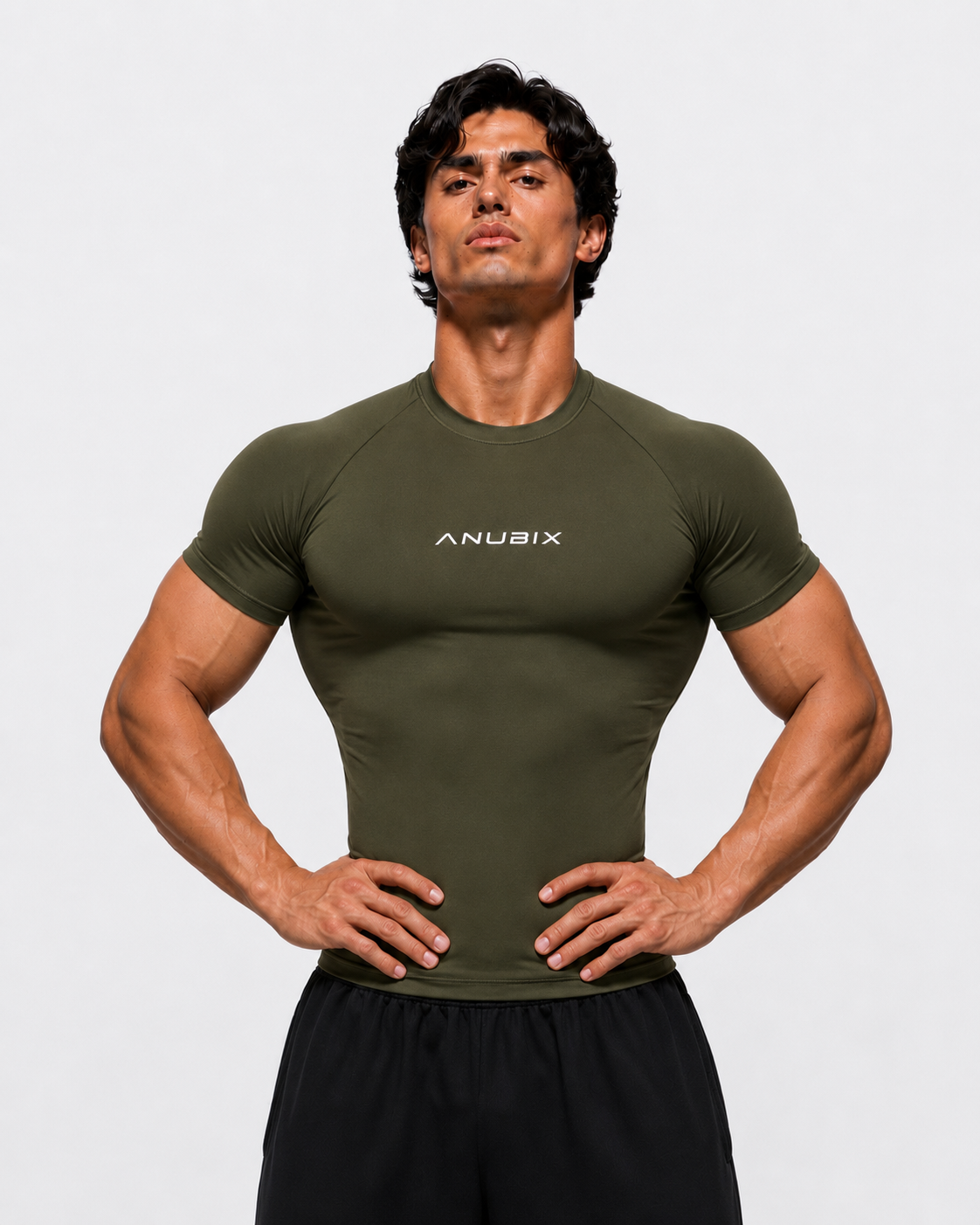 OLIVE GREEN BASIC SHORT SLEEVE COMPRESSION