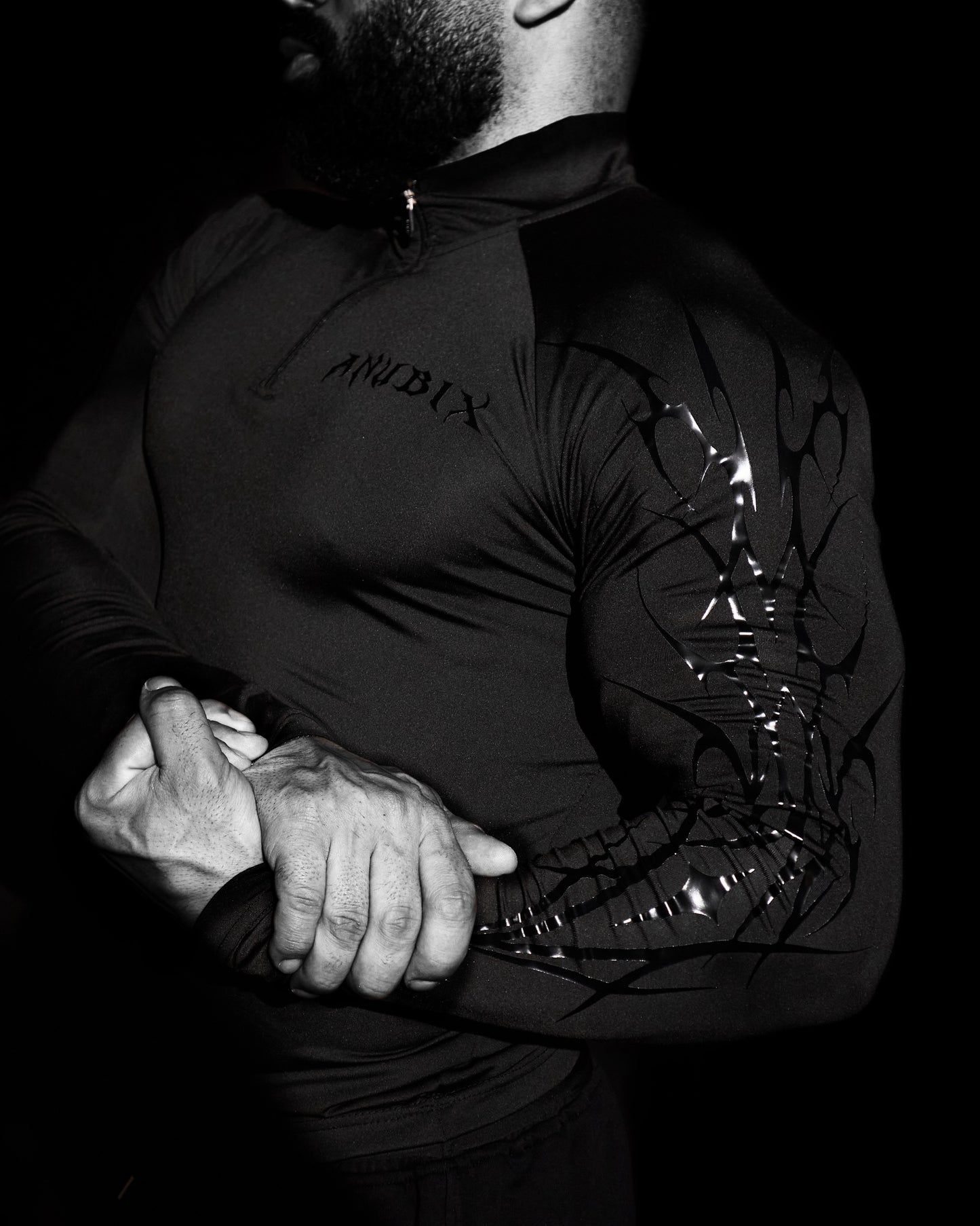 NIGHTMARE Half Zip Up Long Sleeve Compression