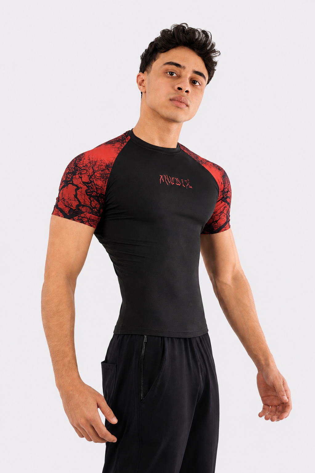 RED VEINS SHORT SLEEVE COMPRESSION SHIRT
