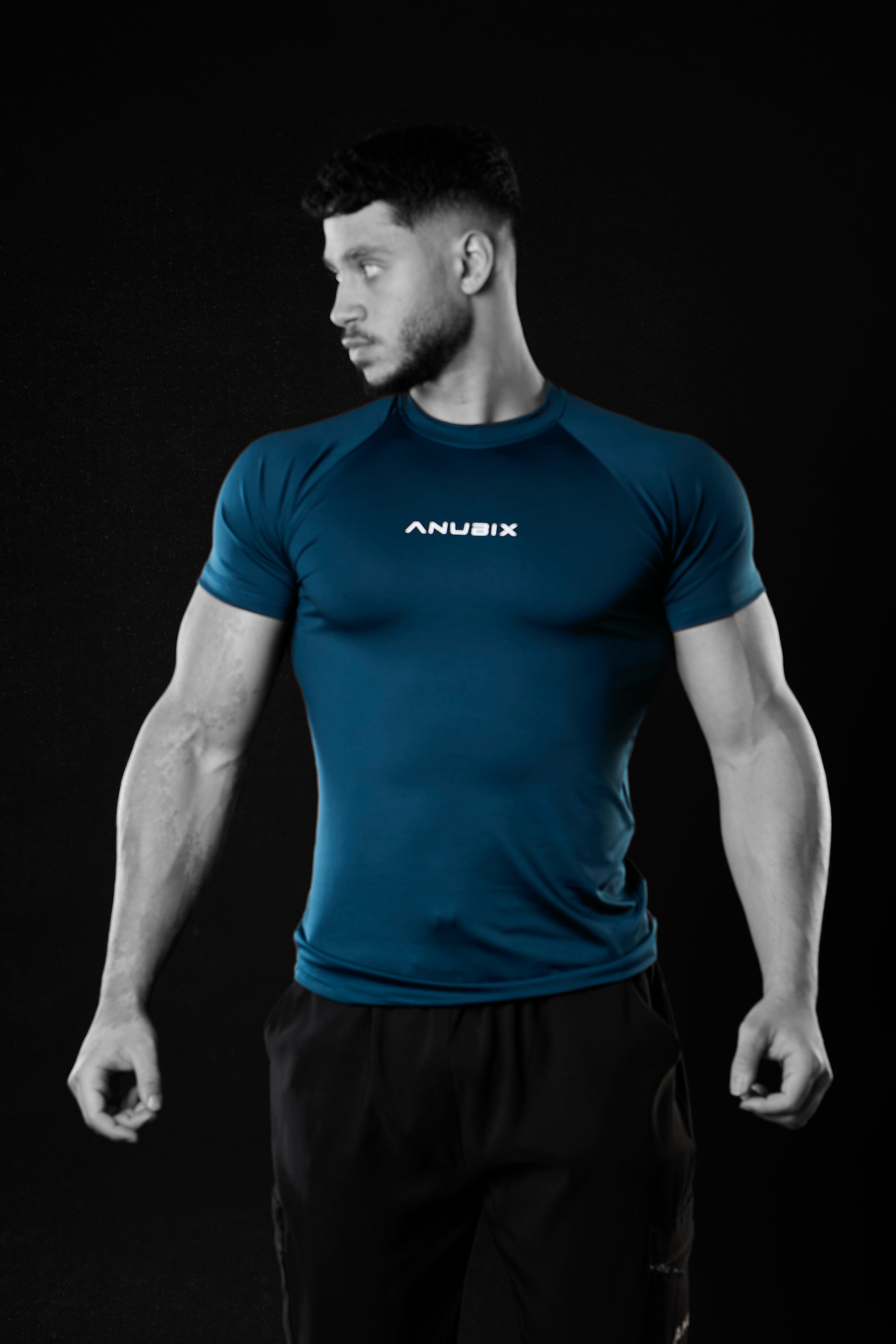 PETROL BLUE SHORT SLEEVE BASIC COMPRESSION