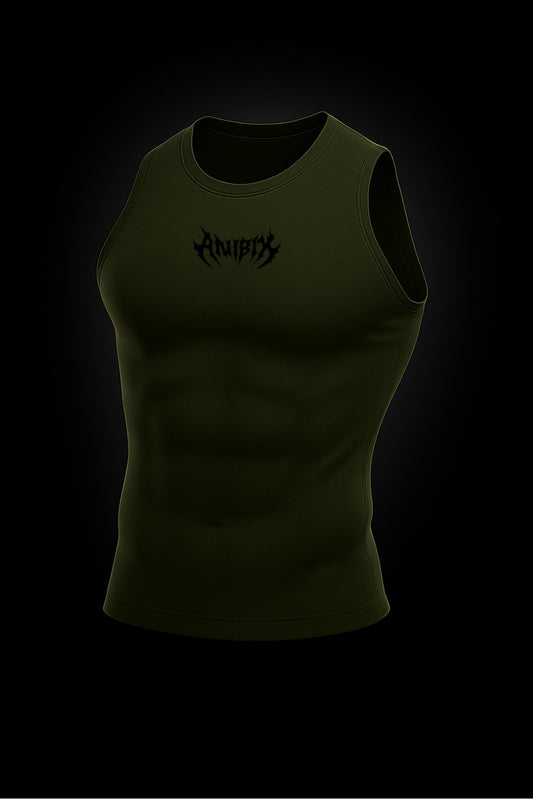 SLEEVELESS OLIVE GREEN ANUBIX COMPRESSION