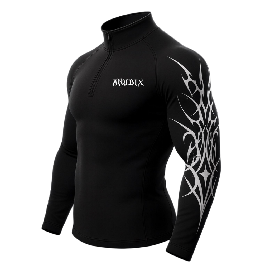 NIGHTMARE Half Zip Up Long Sleeve Compression