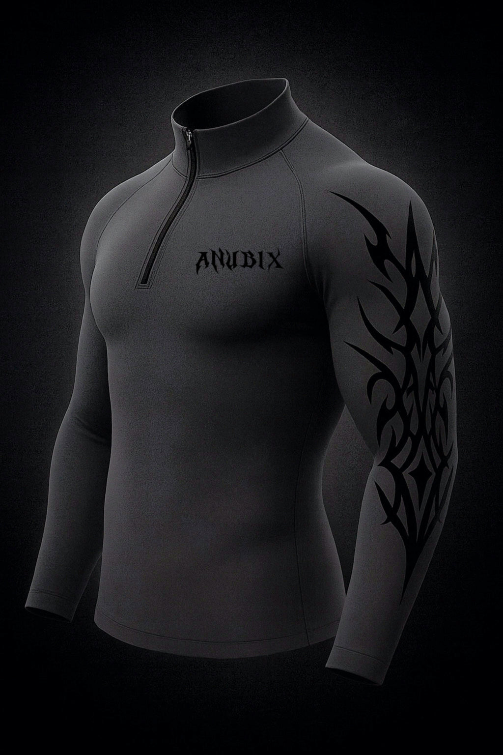 NIGHTMARE Half Zip Up Long Sleeve Compression
