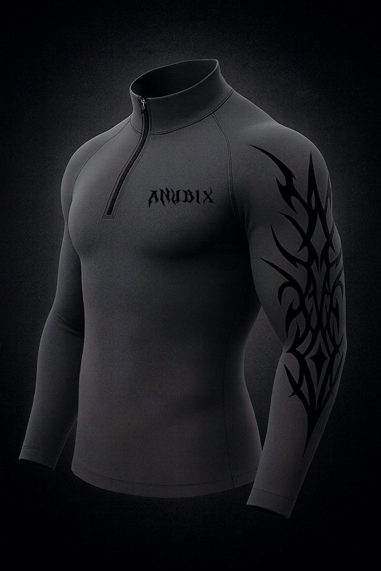 NIGHTMARE Half Zip Up Long Sleeve Compression