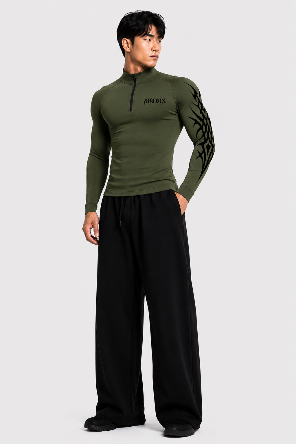 NIGHTMARE Half Zip Up Long Sleeve Compression