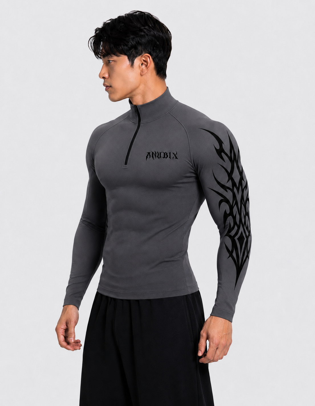 NIGHTMARE Half Zip Up Long Sleeve Compression