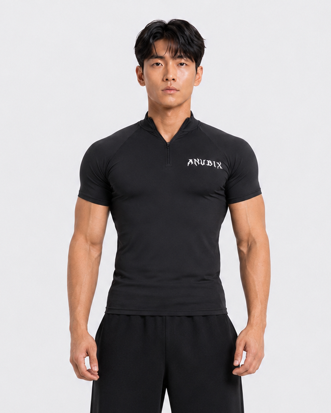 BASIC HALF ZIP UP SHORT SLEEVE COMPRESSION