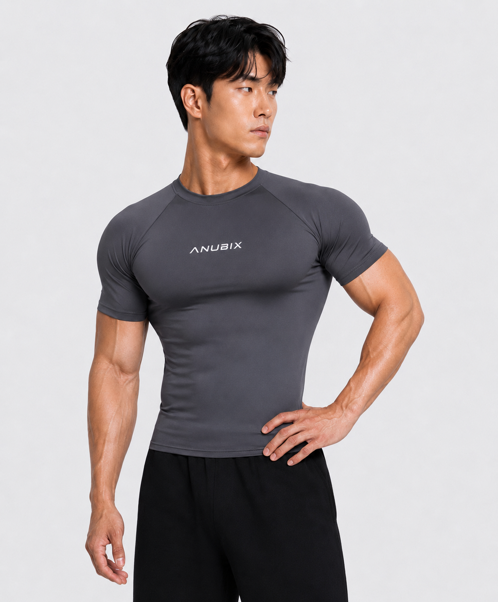 DARK GRAY BASIC SHORT SLEEVE COMPRESSION