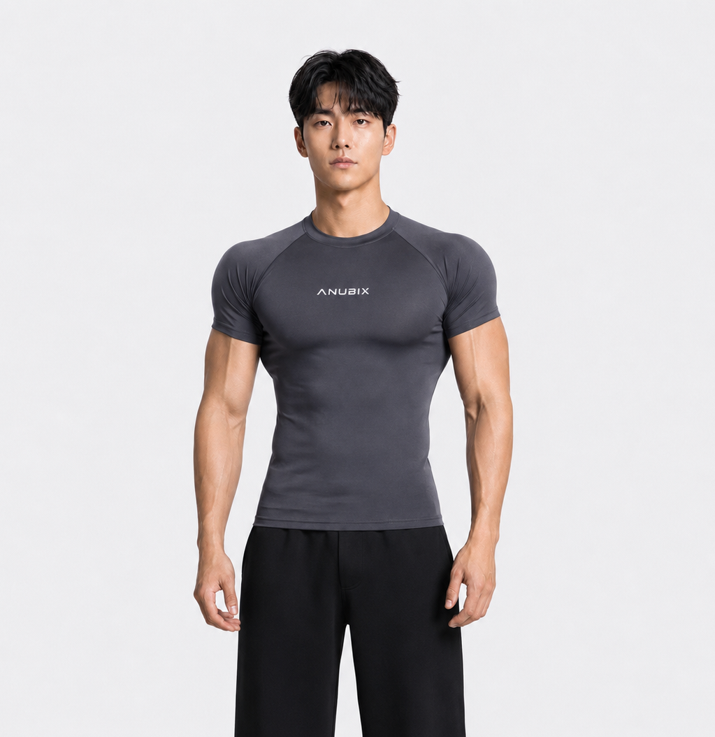 DARK GRAY BASIC SHORT SLEEVE COMPRESSION