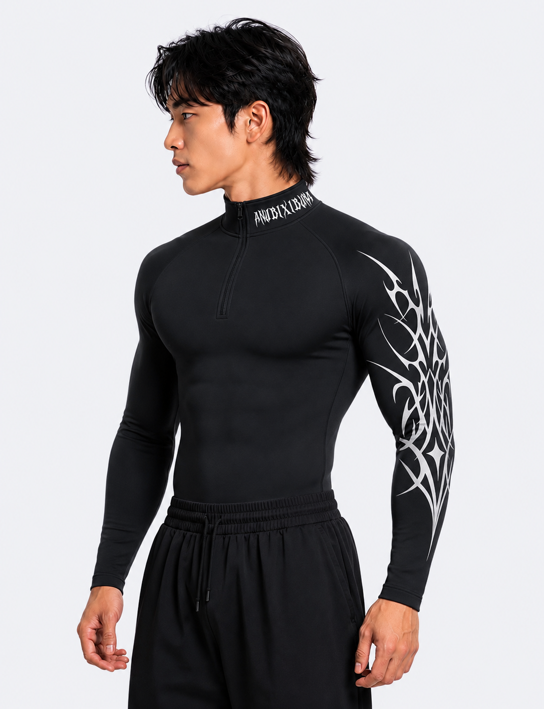 BLACK FROST Half Zip Up Long Sleeve Compression
