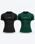 Black & Green Basic Tee Duo — muscular 3D mockups of all included tees