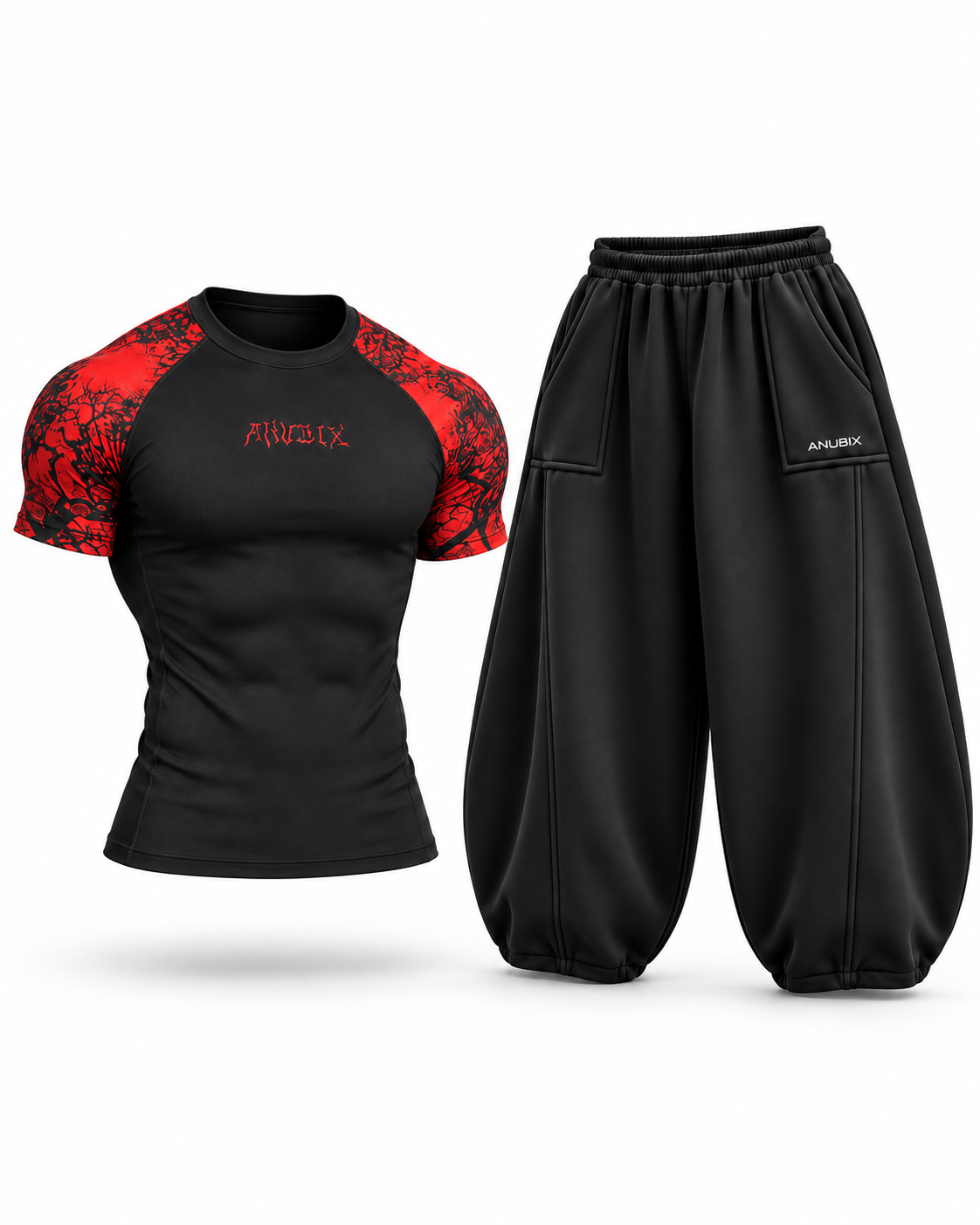 Red VEINS Blackout Fit — complete bundle, portrait view