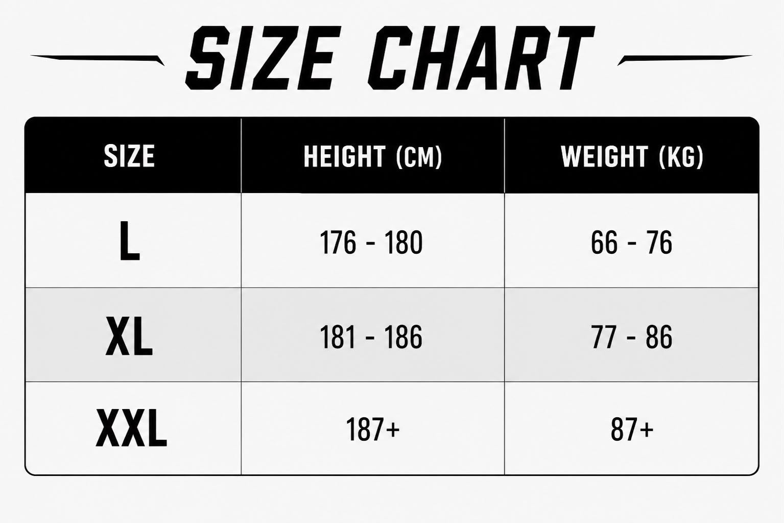 Size chart for WASHED BROWN ANUBIX SWEATPANT